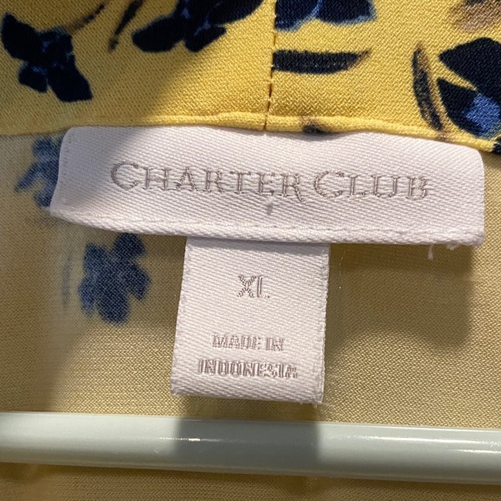 Charter Club Yellow Floral Sleeveless Blouse XL V-Neck Lightweight Spring Summer - Picture 2 of 5
